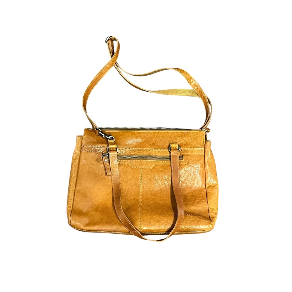 Spikes & Sparrow Tan Pebbled Leather Crossbody Laptop Tote Bag